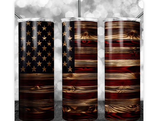 20oz Rustic Flag Tumbler